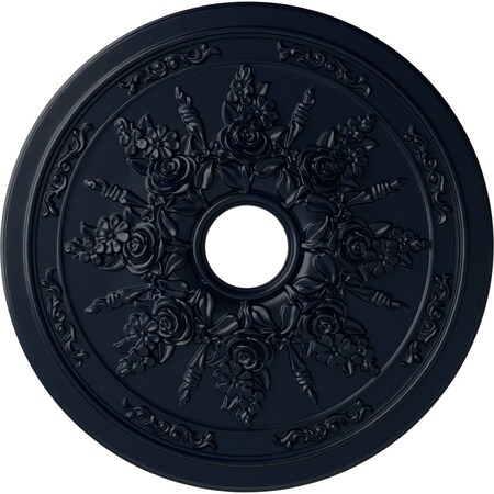 Ekena Millwork Rose and Ribbon Ceiling Medallion (Canopies up to 4"), 23 5/8"OD x 4"ID x 1 1/2"P, Midnight Dream CM23ROMDF